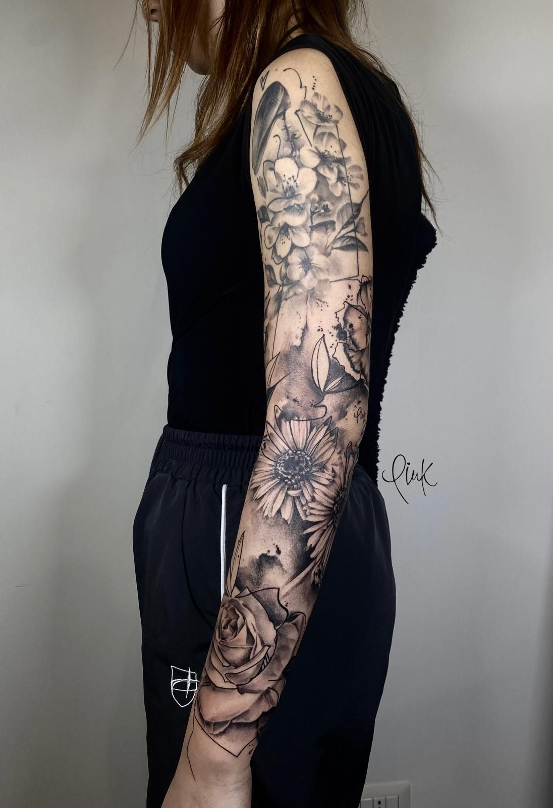 Manica floreale in black & grey
