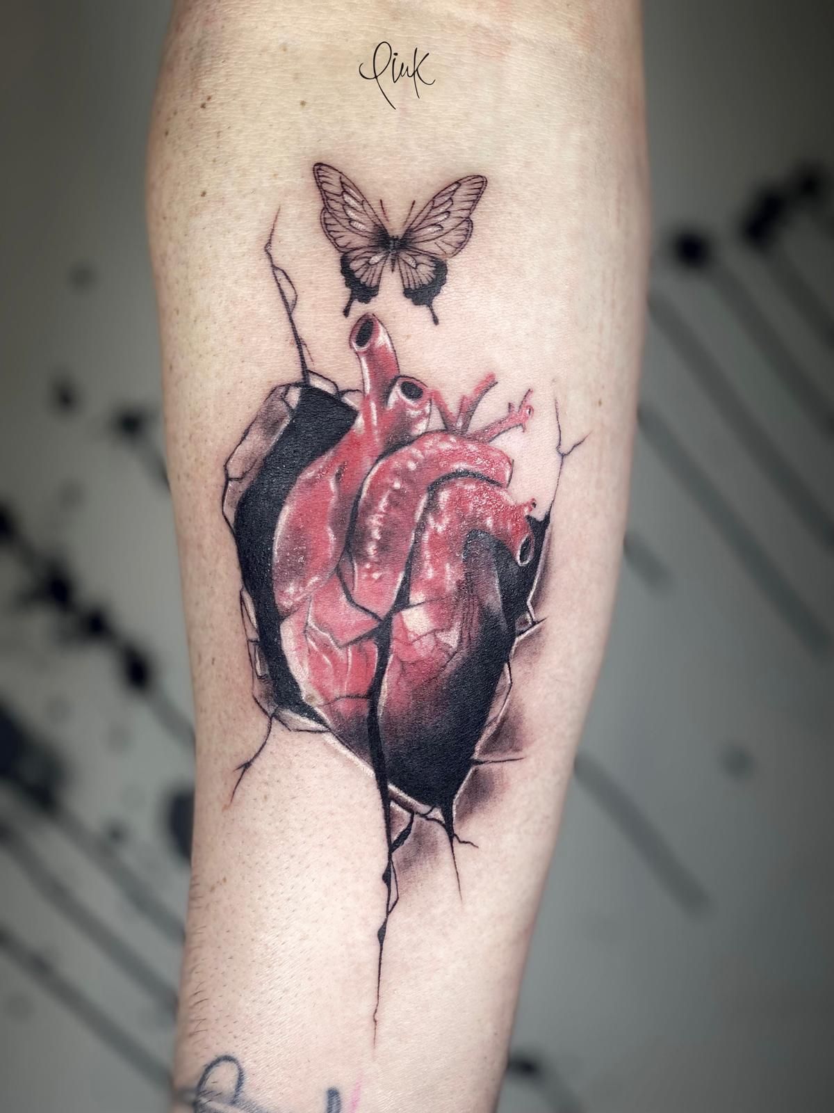Cuore anatomico con farfalla